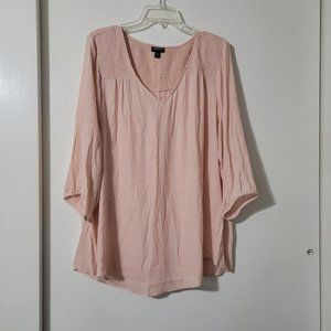 Torrid Top, 3/4 sleeve, Blush, Size 2, Sheer